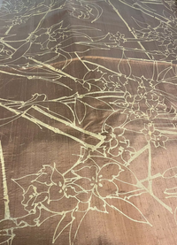 Gold Japonica on Backed Copper Silk Dupioni