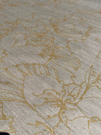 Gold Lotus Pods on backed peppered Cream Tussah Silk