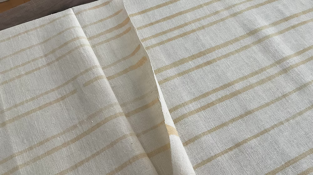 Caramel Stripe on Ivory Tussah Silk
