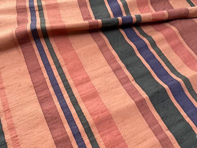 Multicolored Stripes on Copper Silk Dupioni