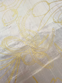 Gold Tulips & Knots on Sand Silk Dupioni