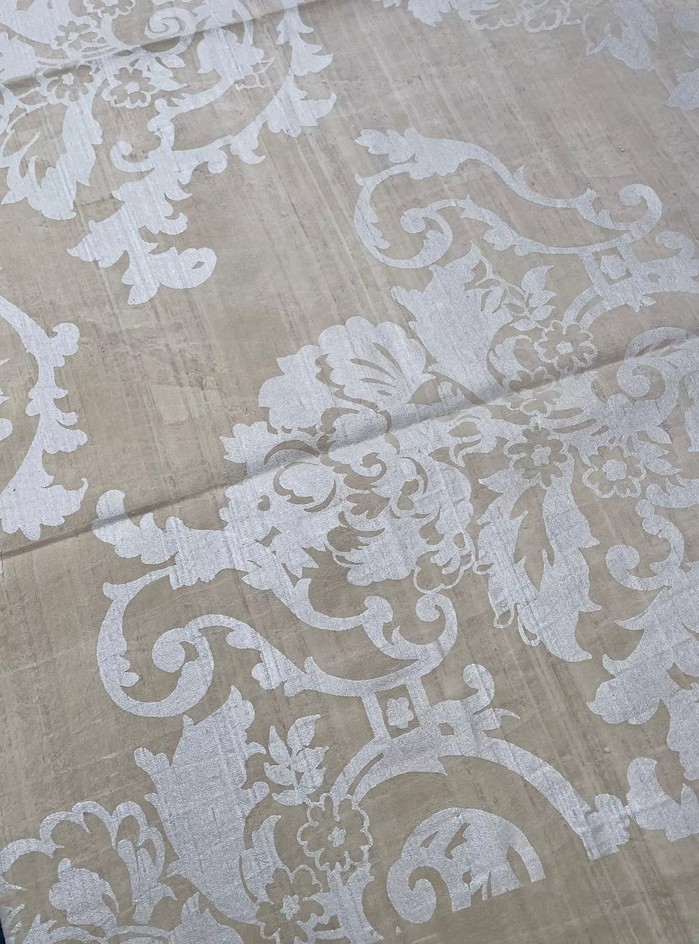 Pearl Baroque Floral on Sand Silk Dupioni