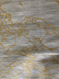 Gold Lotus Pods on backed peppered Cream Tussah Silk