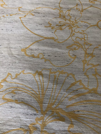 Gold Lotus Pods on backed peppered Cream Tussah Silk