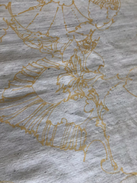 Gold Lotus Pods on backed peppered Cream Tussah Silk