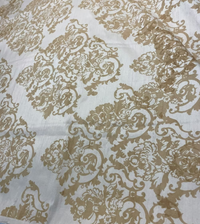 Taupe Baroque Floral on Cream Silk Dupioni