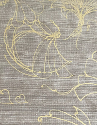 Gold Fans on Taupe Silk Basket Weave