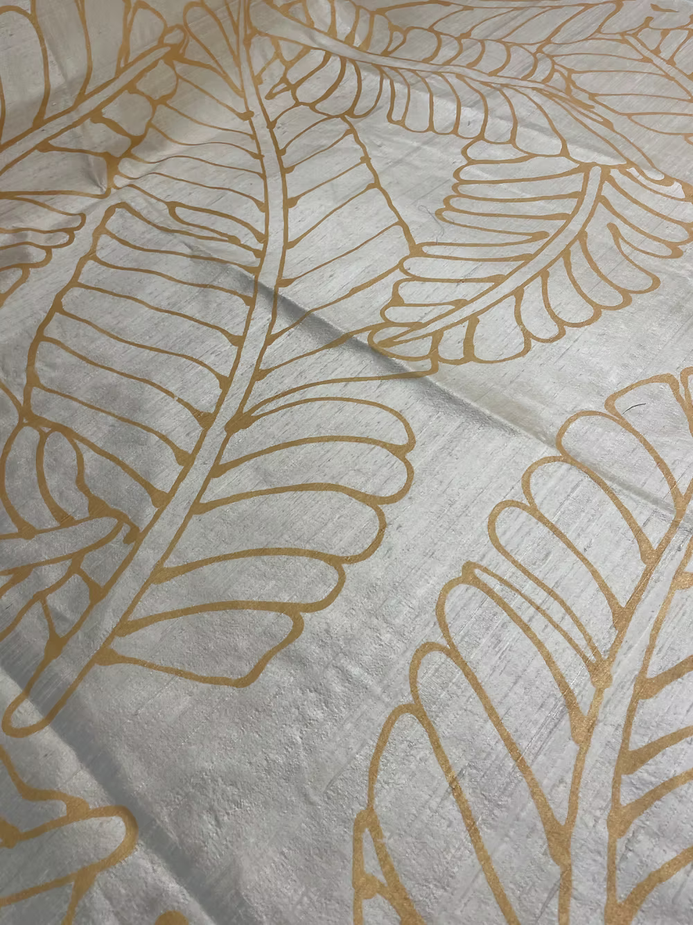Large Gold Plantains on backed Ivory Silk Dupioni