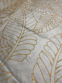 Large Gold Plantains on backed Ivory Silk Dupioni