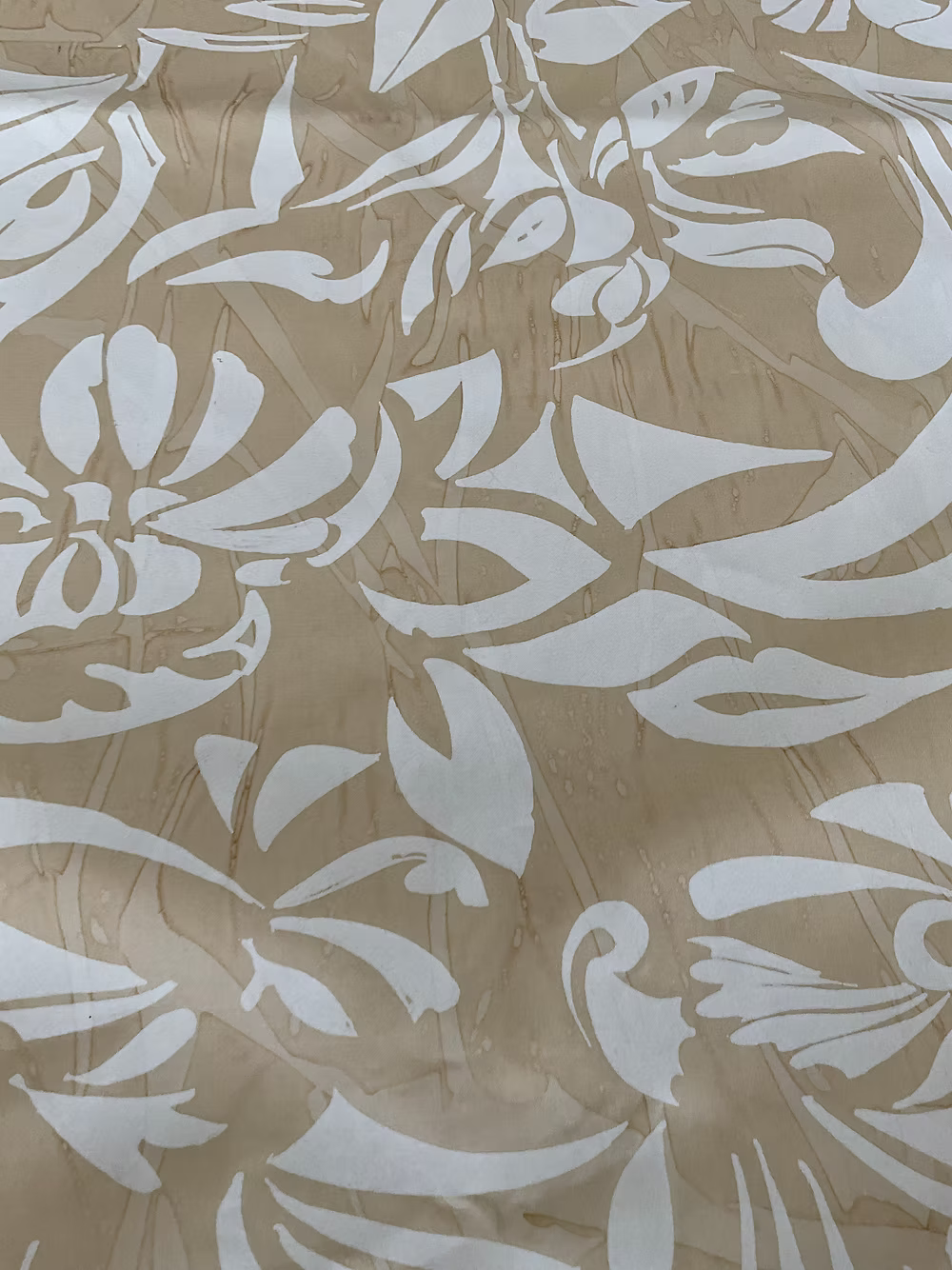 White Deca on Backed Beige Cotton