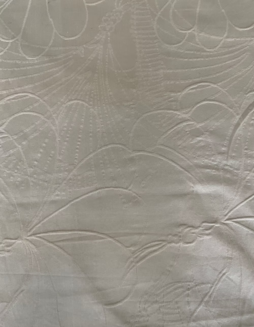 Ivory Cotton Jacquard with Florals and Fans