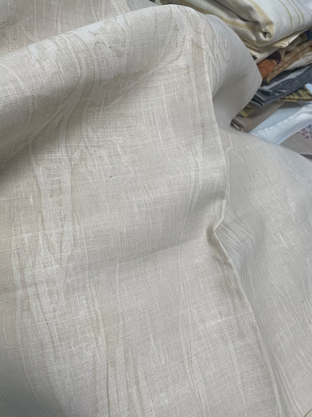 Hand-Marbleized Cream Linen