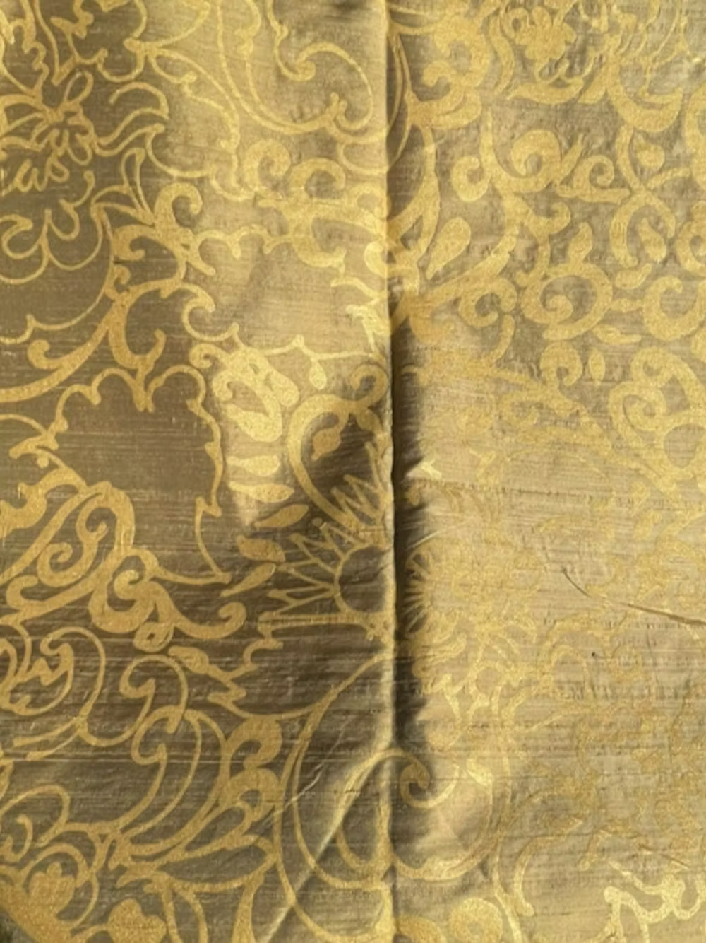 Gold Renaissance Floral on Golden-Olive Silk Dupioni
