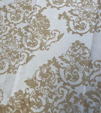 Taupe Baroque Floral on Cream Silk Dupioni