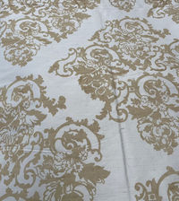 Taupe Baroque Floral on Cream Silk Dupioni