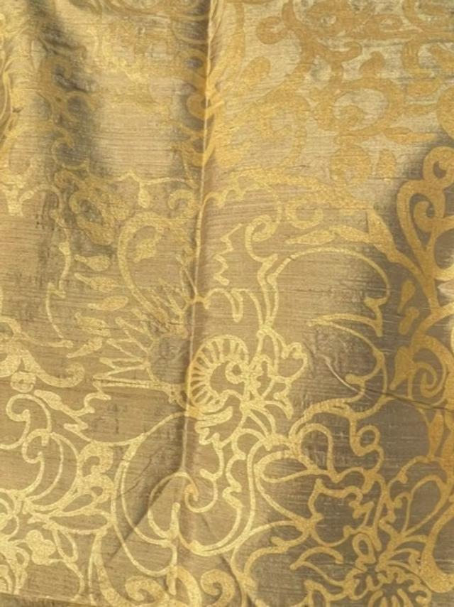 Gold Renaissance Floral on Golden-Olive Silk Dupioni
