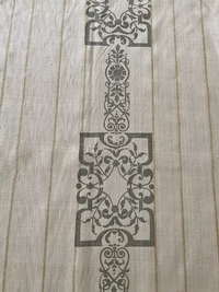 Camel & Taupe Palladian Border on Sand Silk Linen Weave