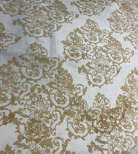 Taupe Baroque Floral on Cream Silk Dupioni
