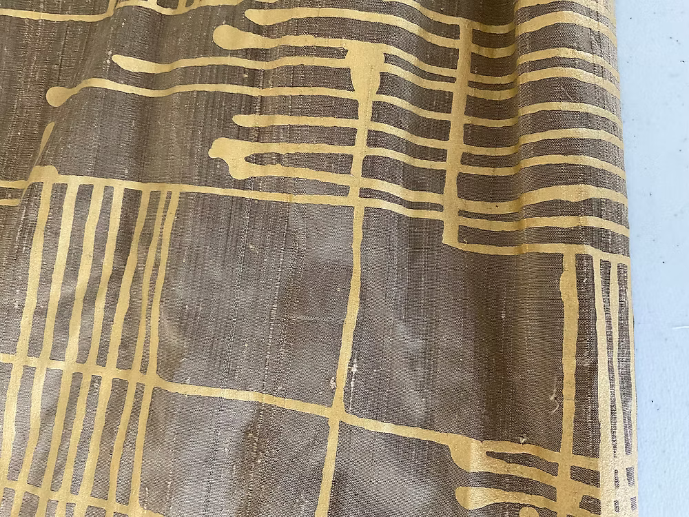 Gold Mondrian on Bronze Silk Dupioni