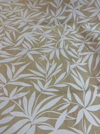 White Chia design on Sand Hand-Marbleized Cotton Sateen