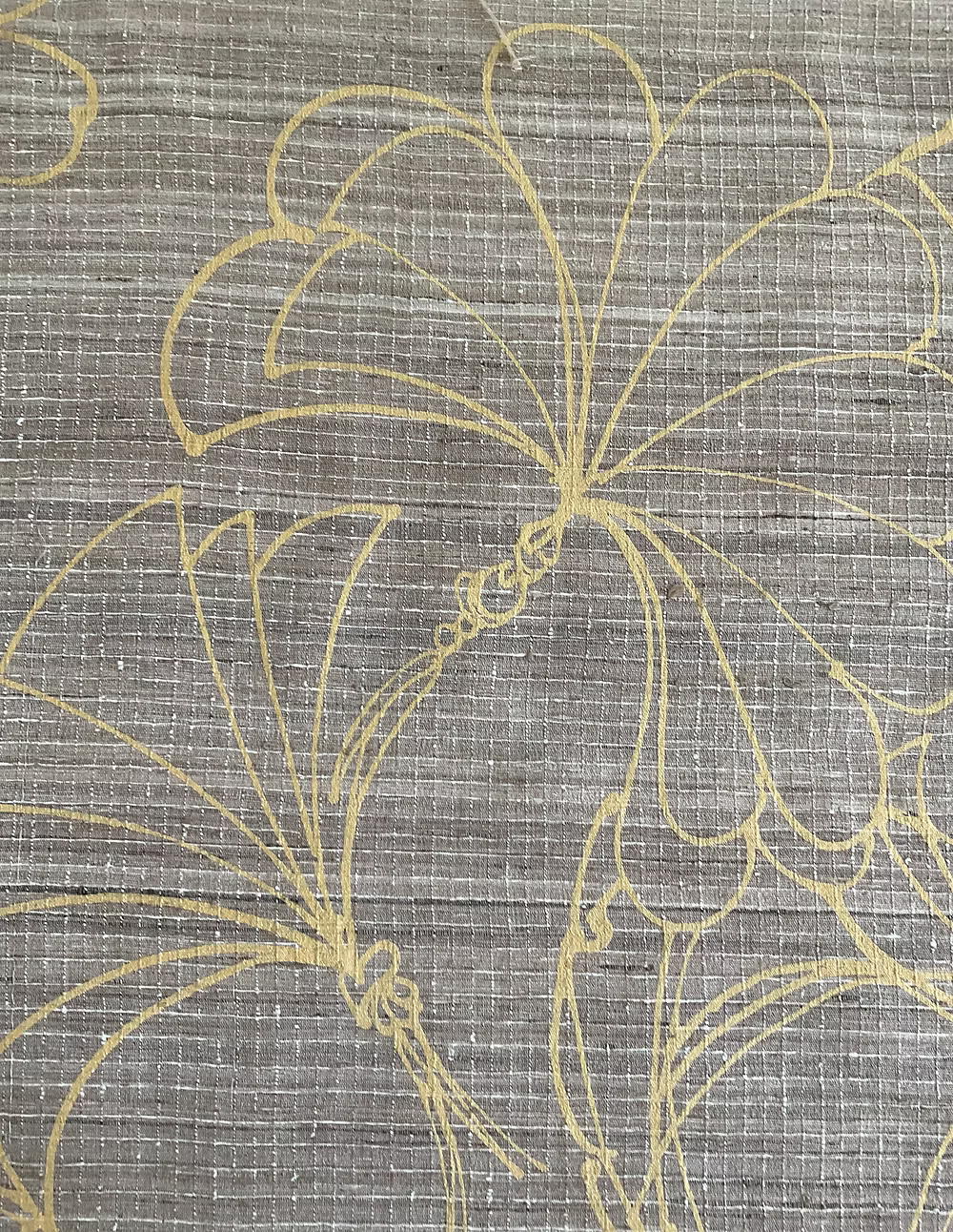 Gold Fans on Taupe Silk Basket Weave
