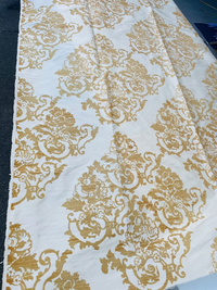 Camel Baroque Floral on Cream Silk Dupioni