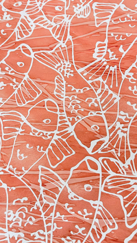 White Ginza Babies on Marbleized Peach Cotton Sateen