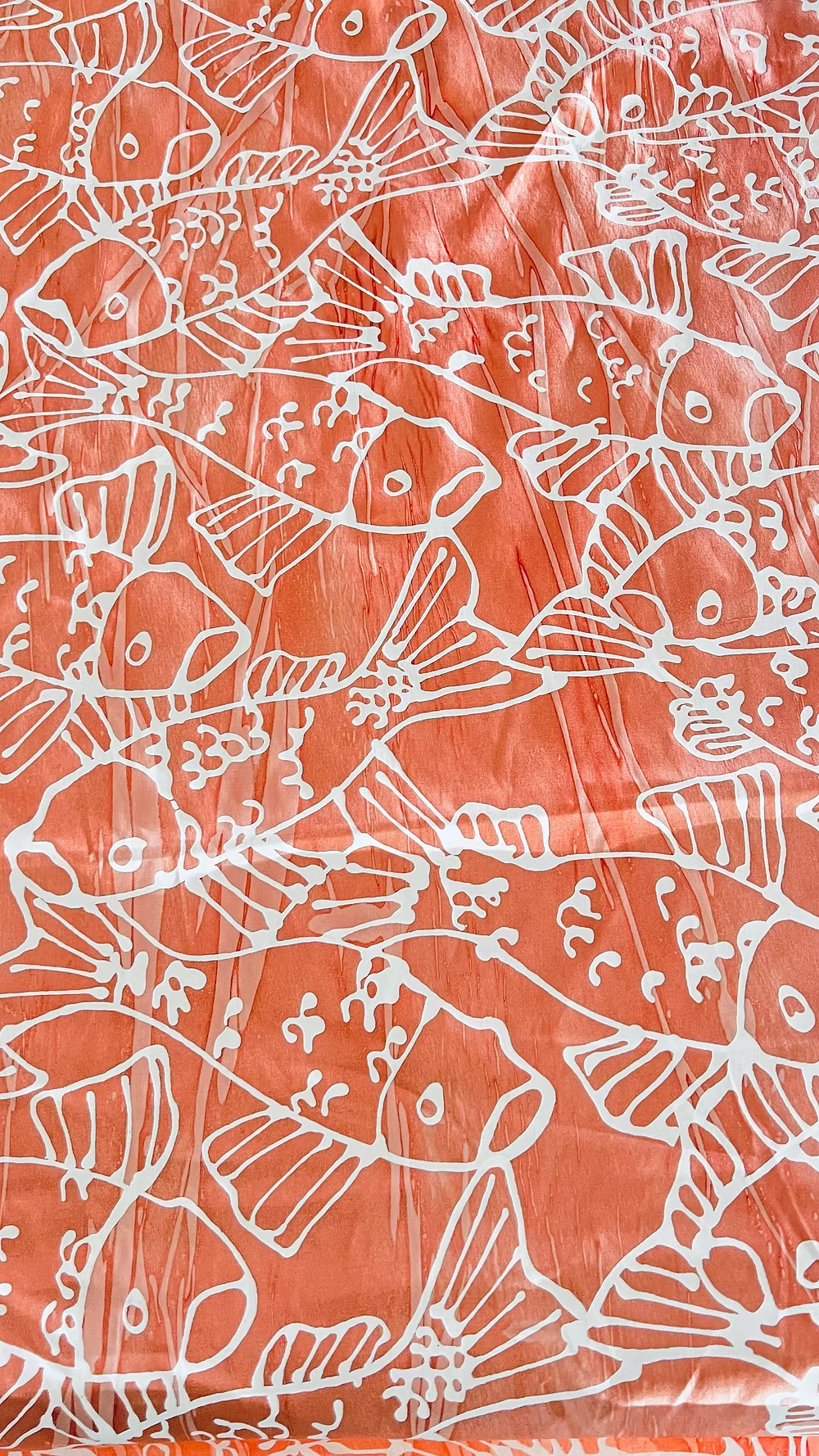 White Ginza Babies on Marbleized Peach Cotton Sateen