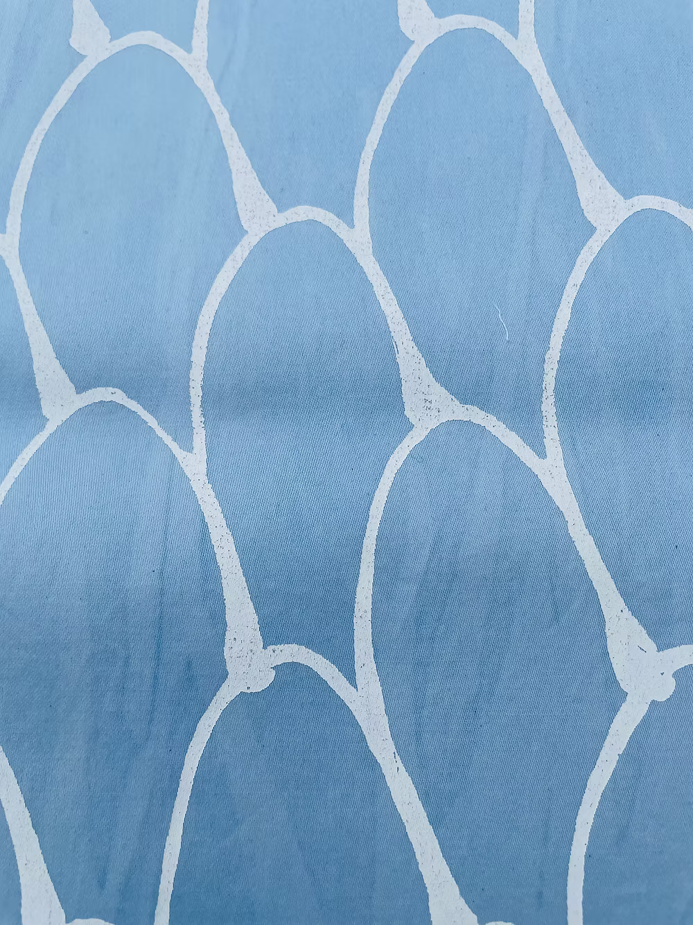 White Scales on French Blue Marbleized Cotton Sateen