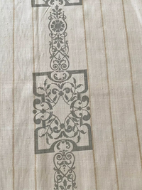 Camel & Taupe Palladian Border on Sand Silk Linen Weave