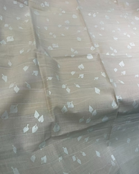 Pearl Ink Leaves on Lt Taupe Hand-Marbleized Linen