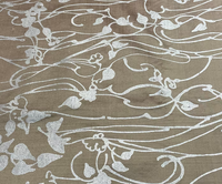 Silver Viney Leaves on backed Silver-Burgundy Silk Dupioni