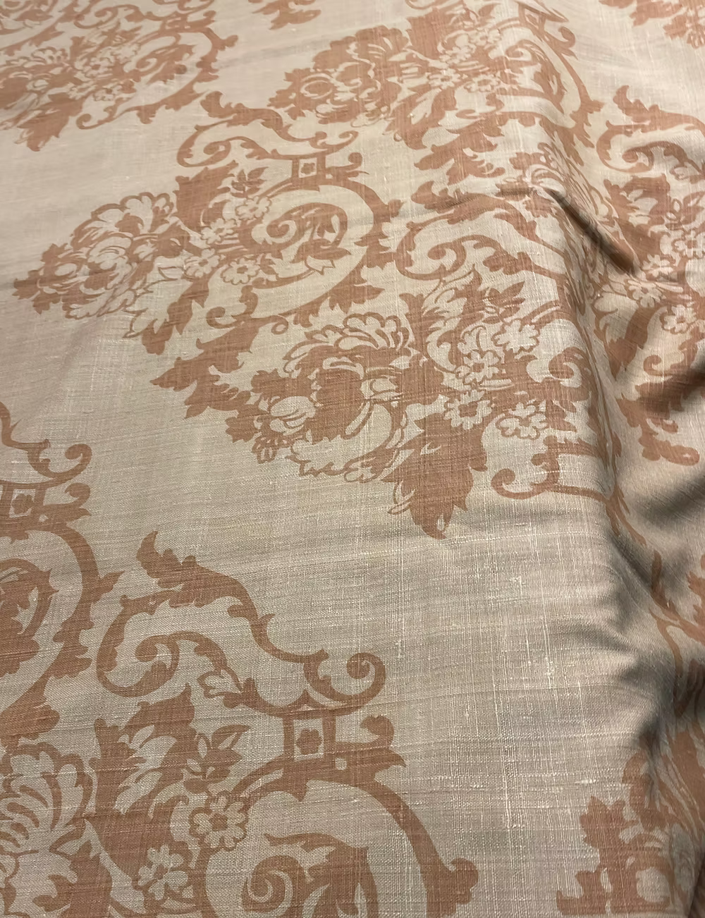Fawn Baroque Floral on Tobacco Silk Linen Weave