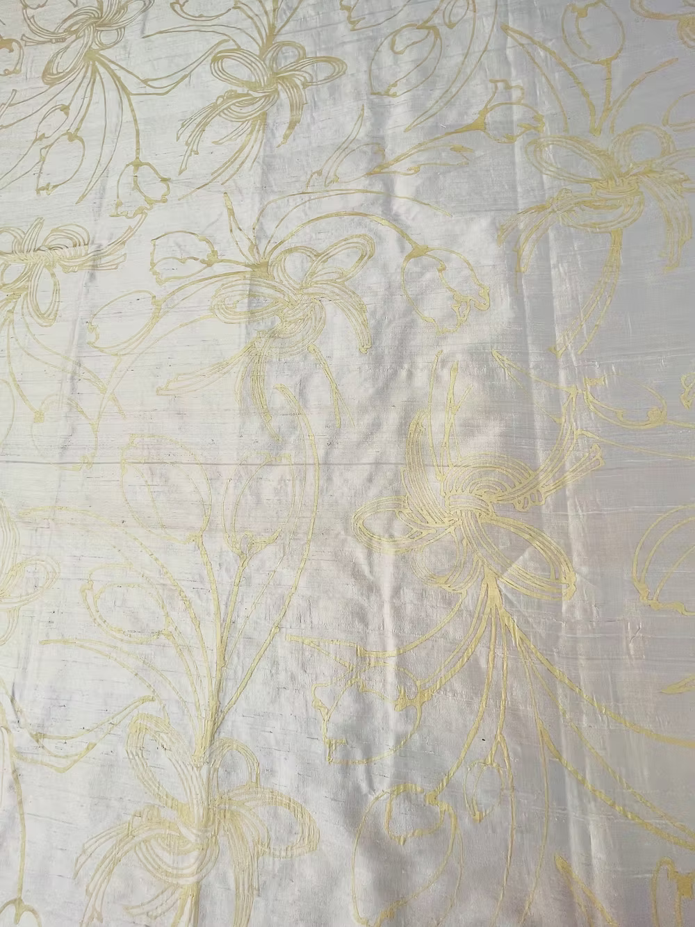 Gold Tulips & Knots on Sand Silk Dupioni