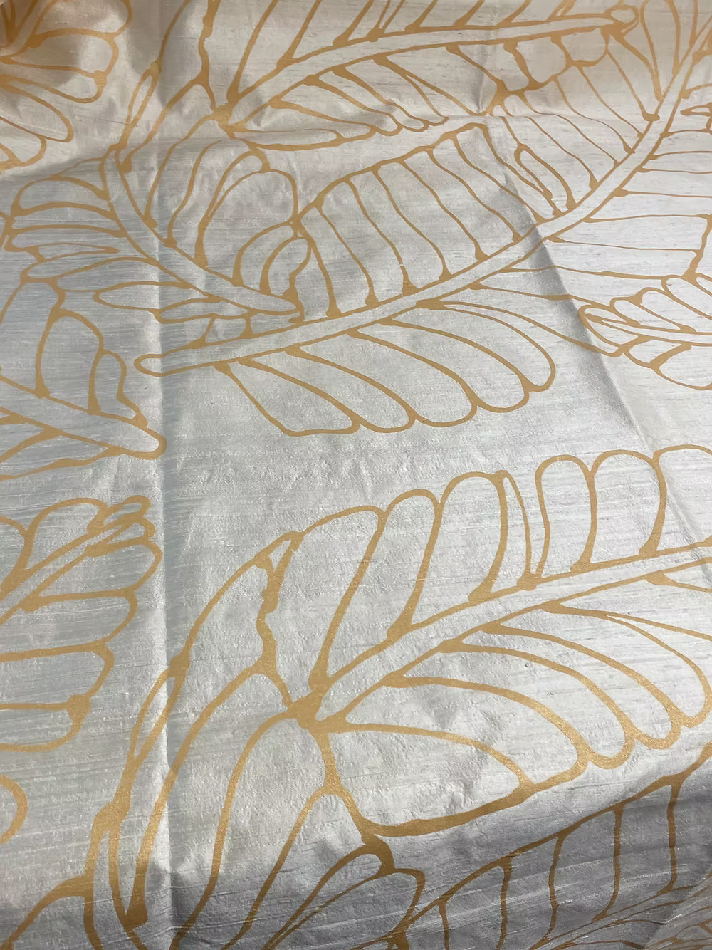 Large Gold Plantains on backed Ivory Silk Dupioni