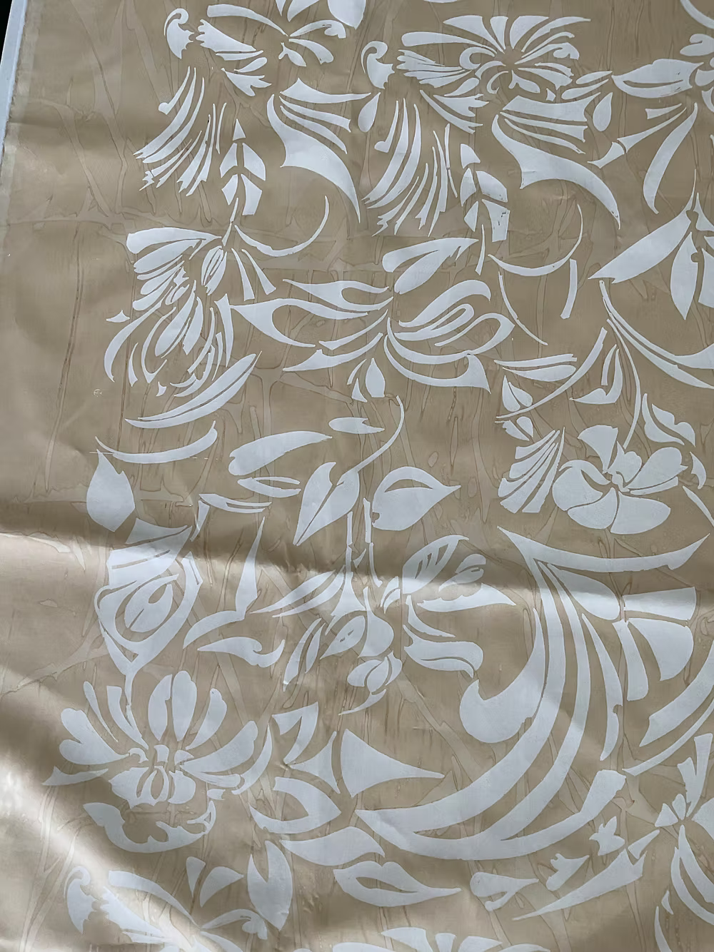 White Deca on Backed Beige Cotton