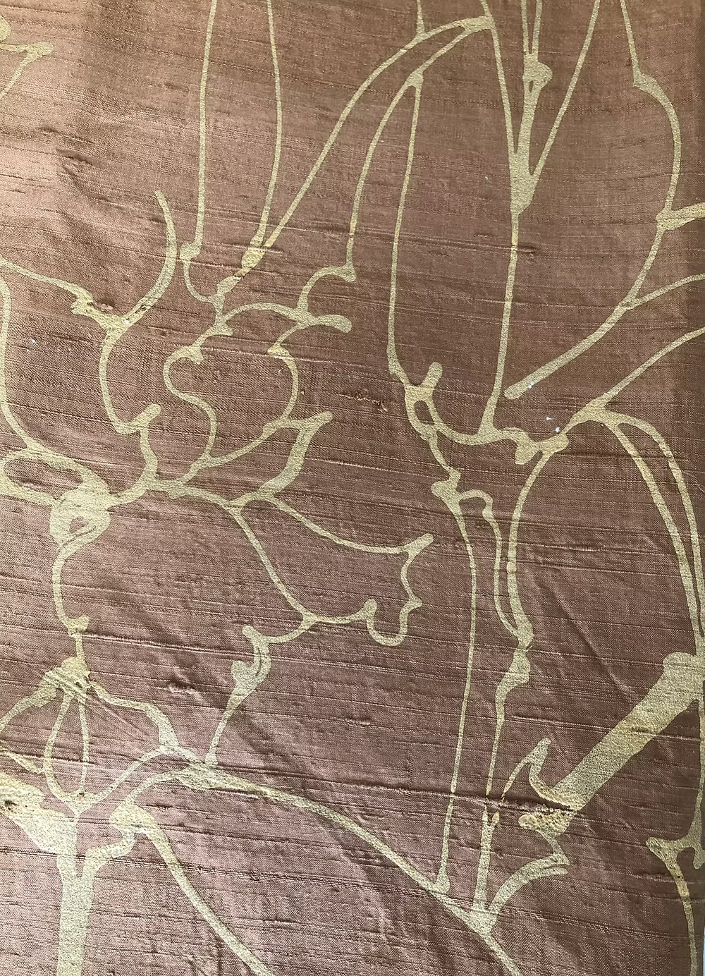 Gold Japonica on Backed Copper Silk Dupioni