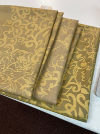 Gold Renaissance Floral on Sand Silk Linen Weave