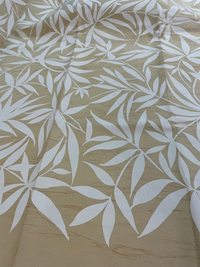 White Chia design on Sand Hand-Marbleized Cotton Sateen
