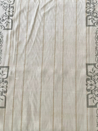 Camel & Taupe Palladian Border on Sand Silk Linen Weave
