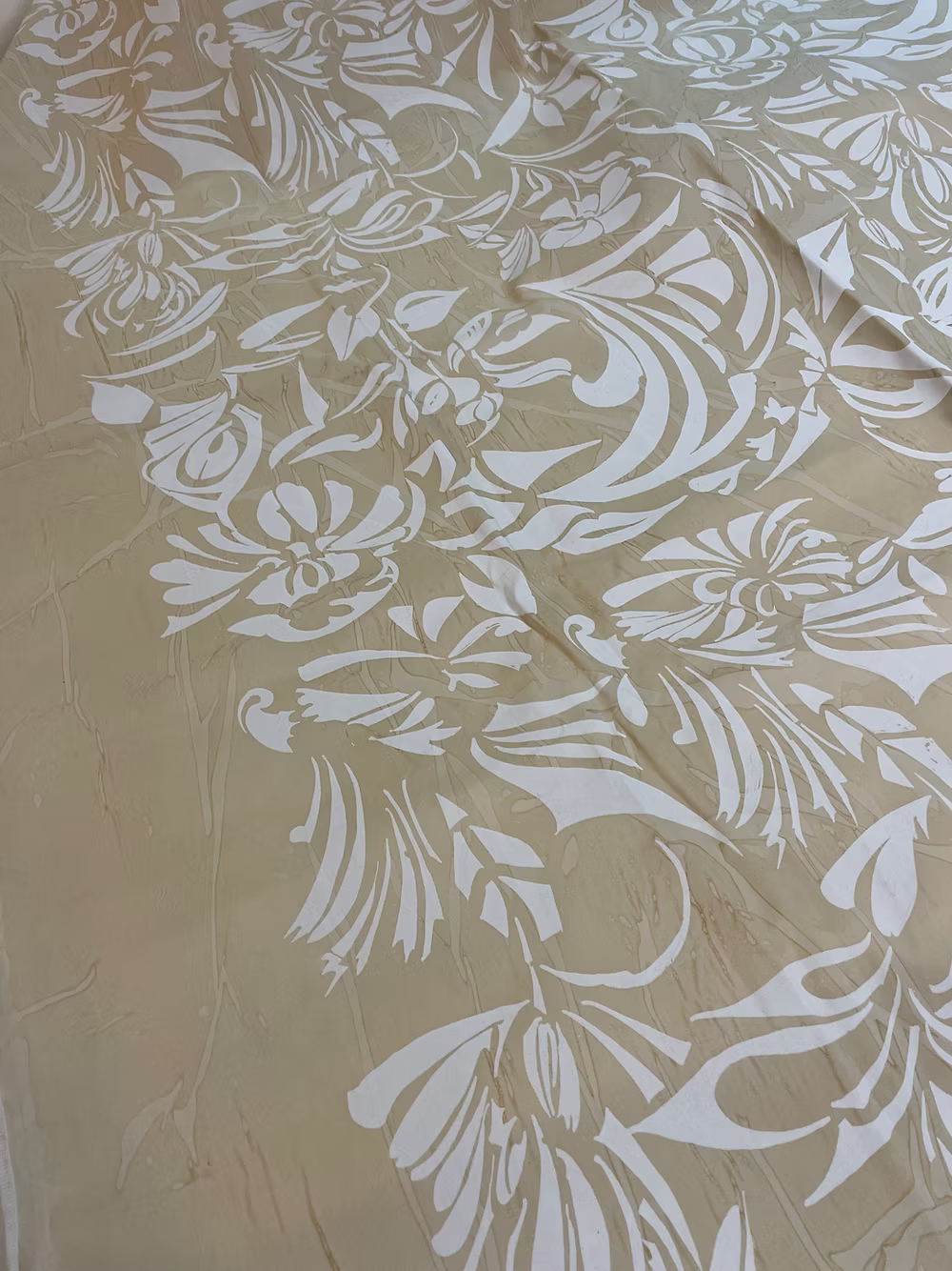 White Deca on Backed Beige Cotton