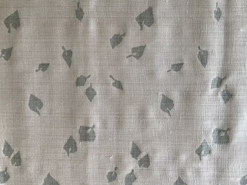 Taupe Leaves on Sand Silk Linen Weave