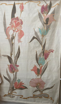 Hand-Painted Floral Tapestry on Silk Dupioni