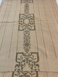 Camel & Taupe Palladian Border on Sand Silk Linen Weave