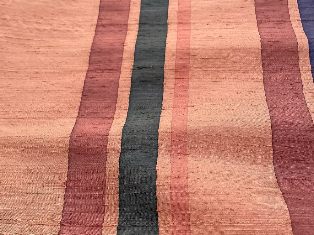 Multicolored Stripes on Copper Silk Dupioni