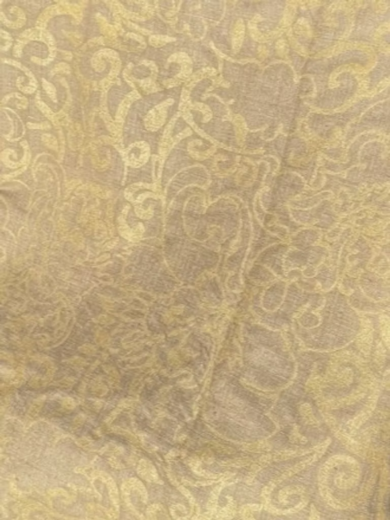 Gold Renaissance Floral on Sand Silk Linen Weave