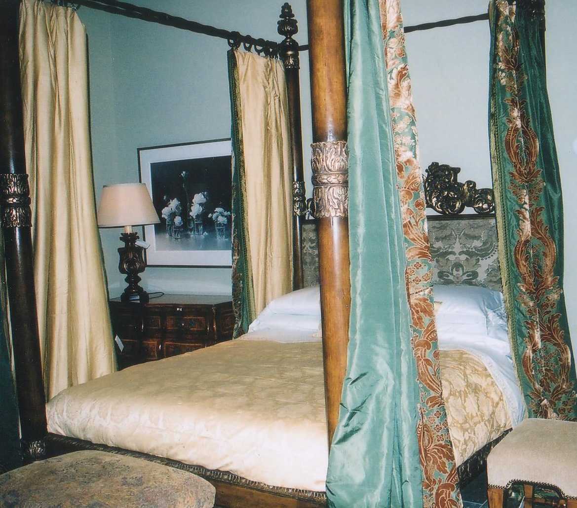 1880 Paris Silk & Velvet Facing Pair of Drapery Panels