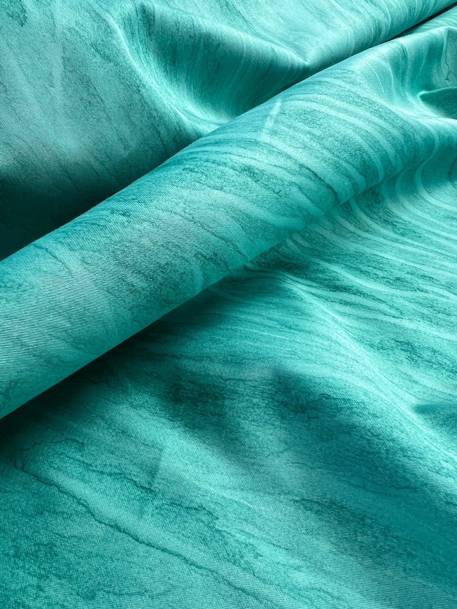 Barbara Beckmann Teal Hand-Marbleized Cotton Sateen — 17 Yards, Final Collection