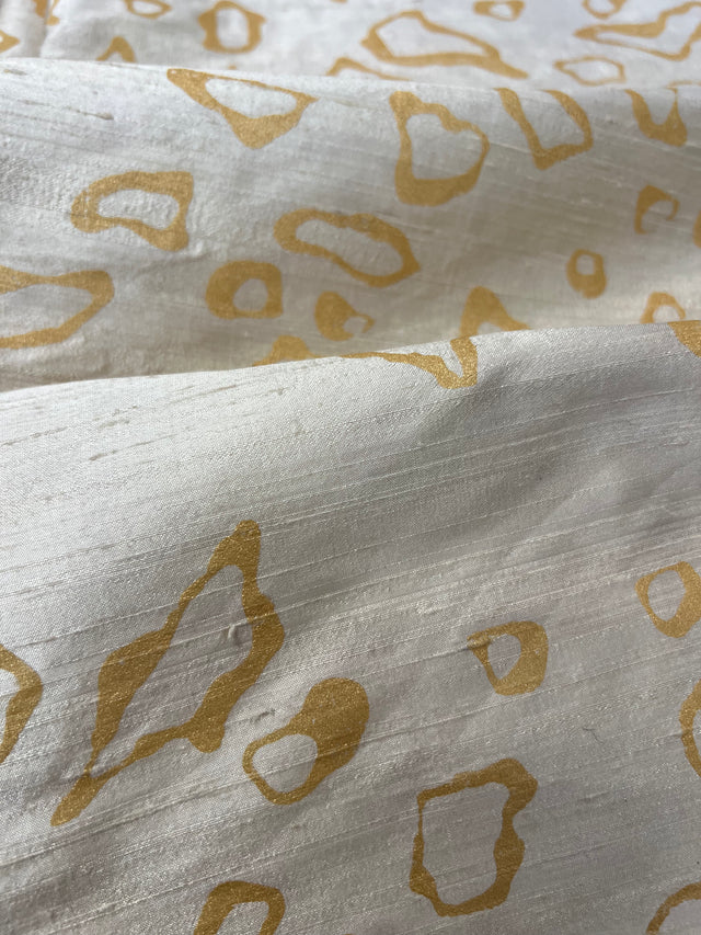 Gold Florentine Pebbles on Ivory Silk Dupioni
