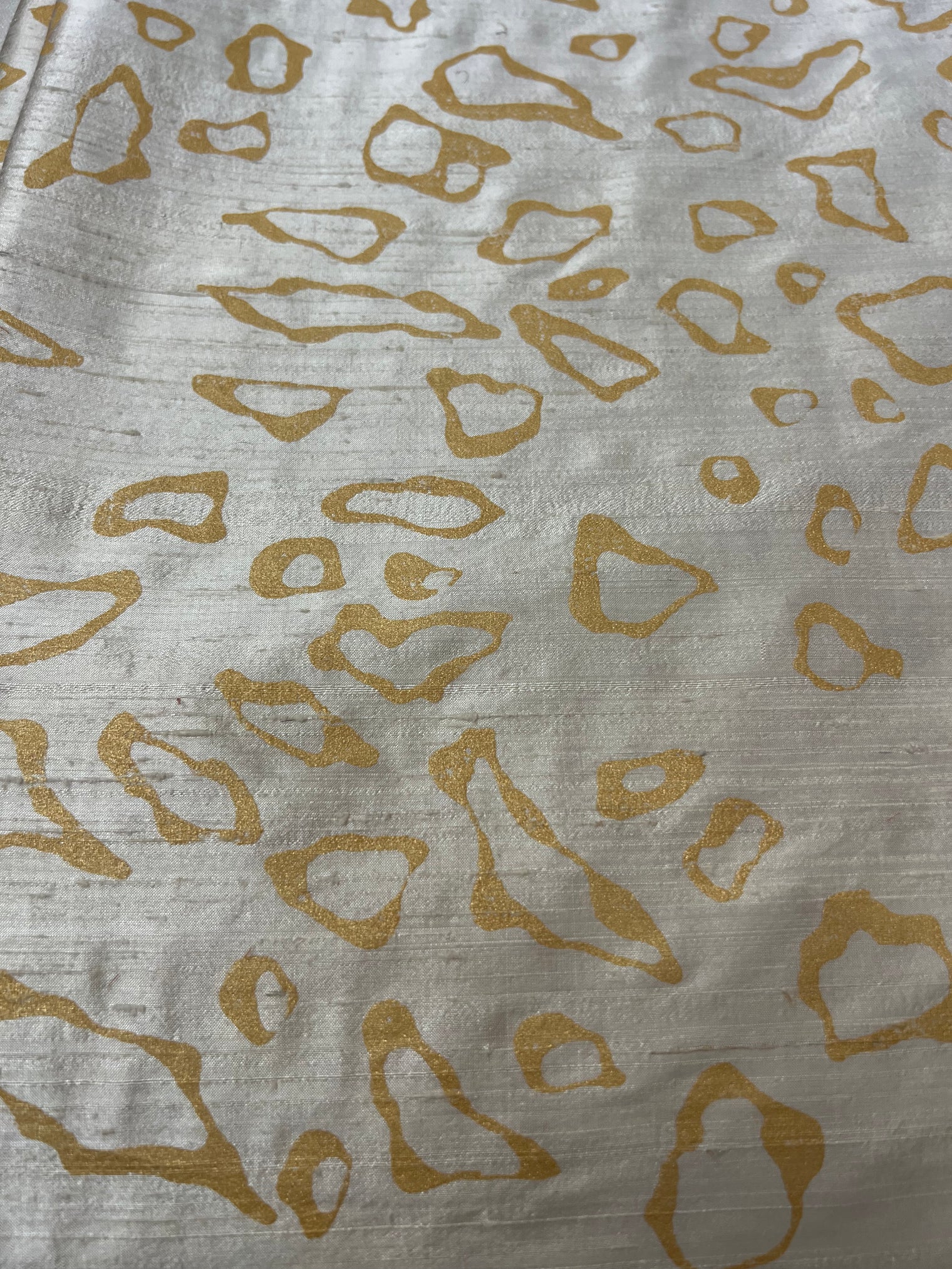 Barbara Beckmann Designs  Gold Florentine Pebbles on Ivory Silk Dupioni